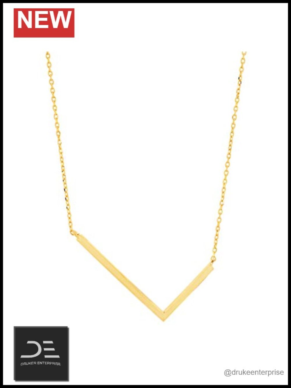 14K Gold Plated Silver Sideways Block Initial Letter Pendant Necklace
